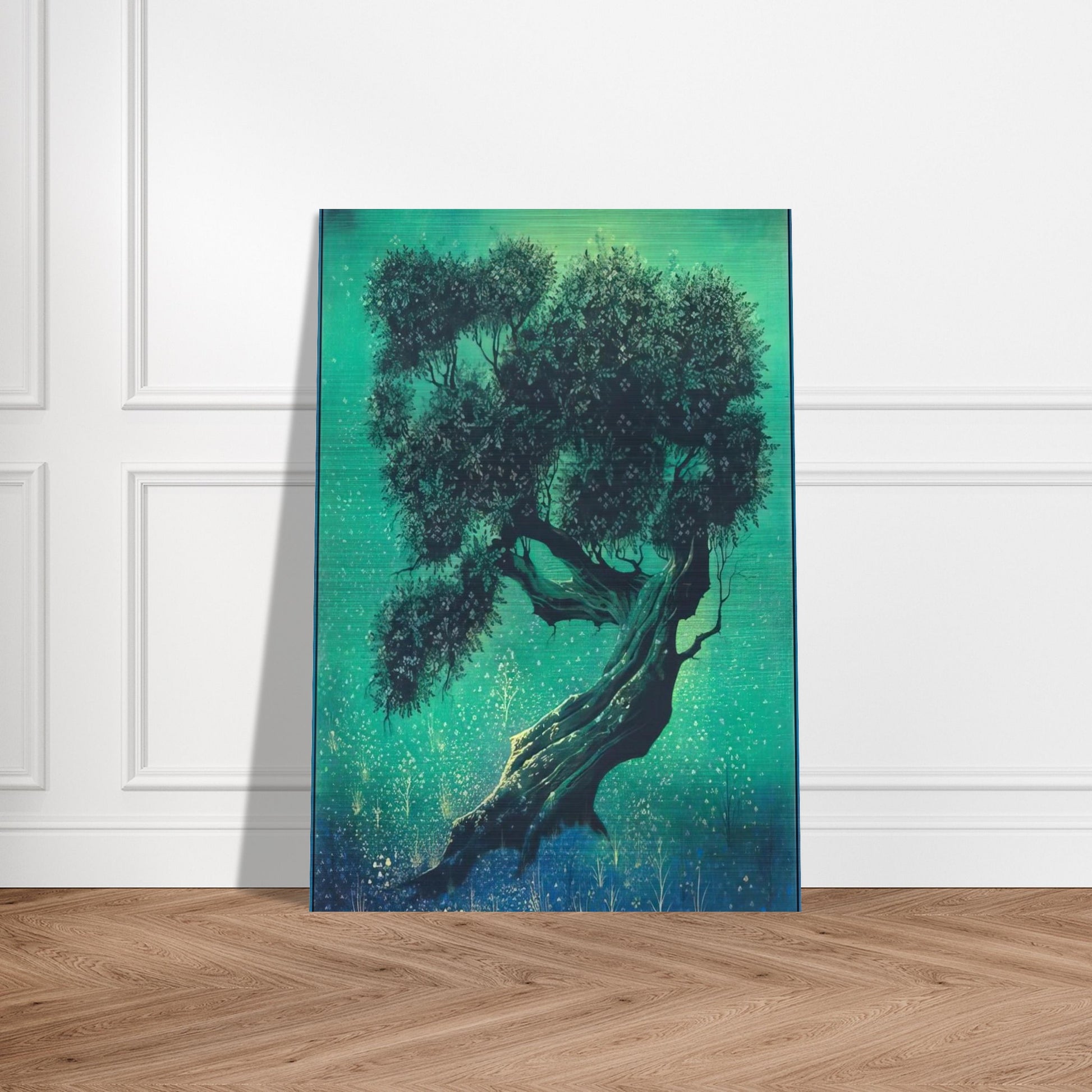 Solitary Bonsai - Eyvind Earle Brushed Aluminum Print - 70x100 cm / 28x40 inches | Eyvind Earle Aluminum Print | Eyvind Earle Prints
