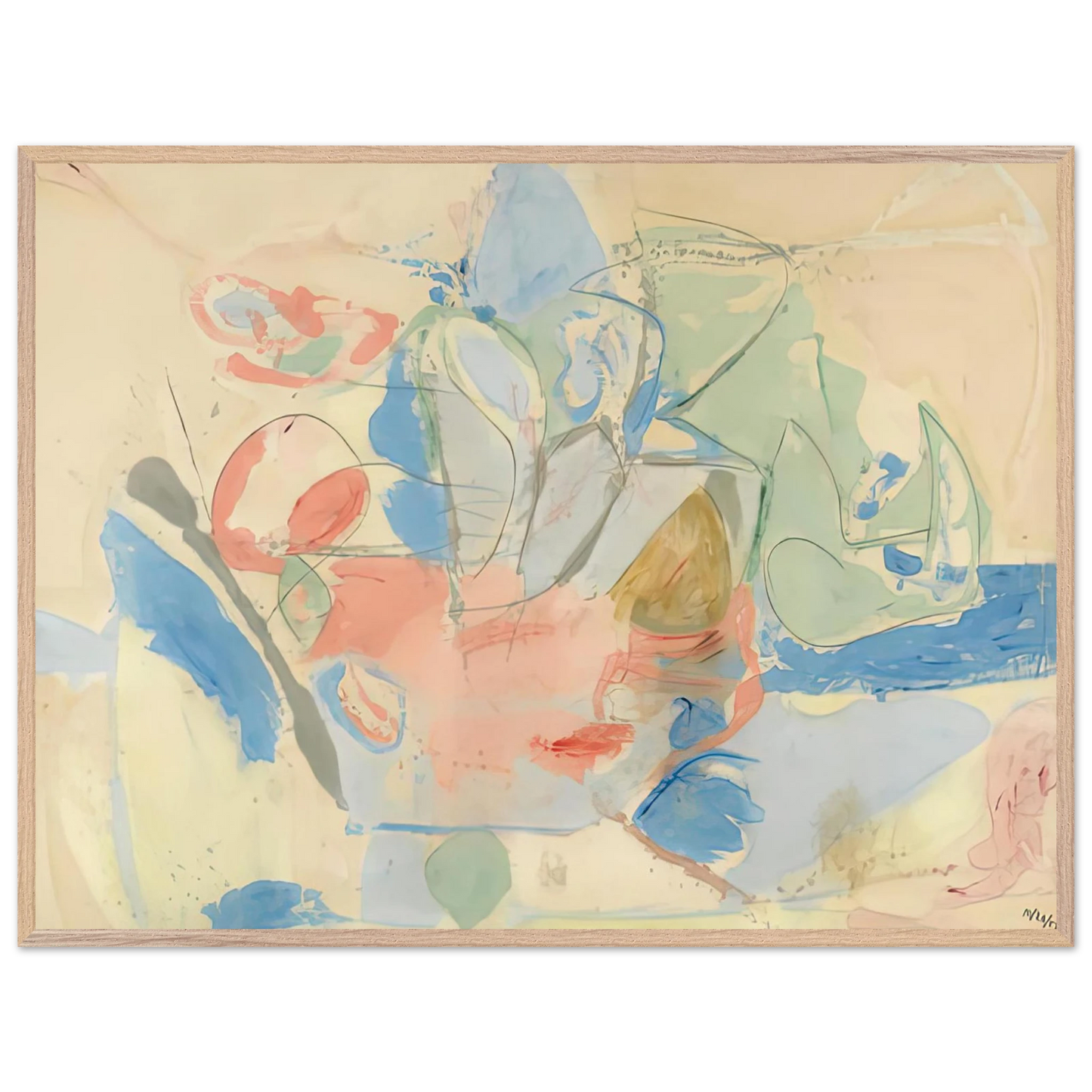 Helen Frankenthaler - Mountains and Sea, 1952- Wall Art - 30x40 cm / 12x16 inches - Premium Wooden Framed Poster With Fine Art Paper-canvas - White frame