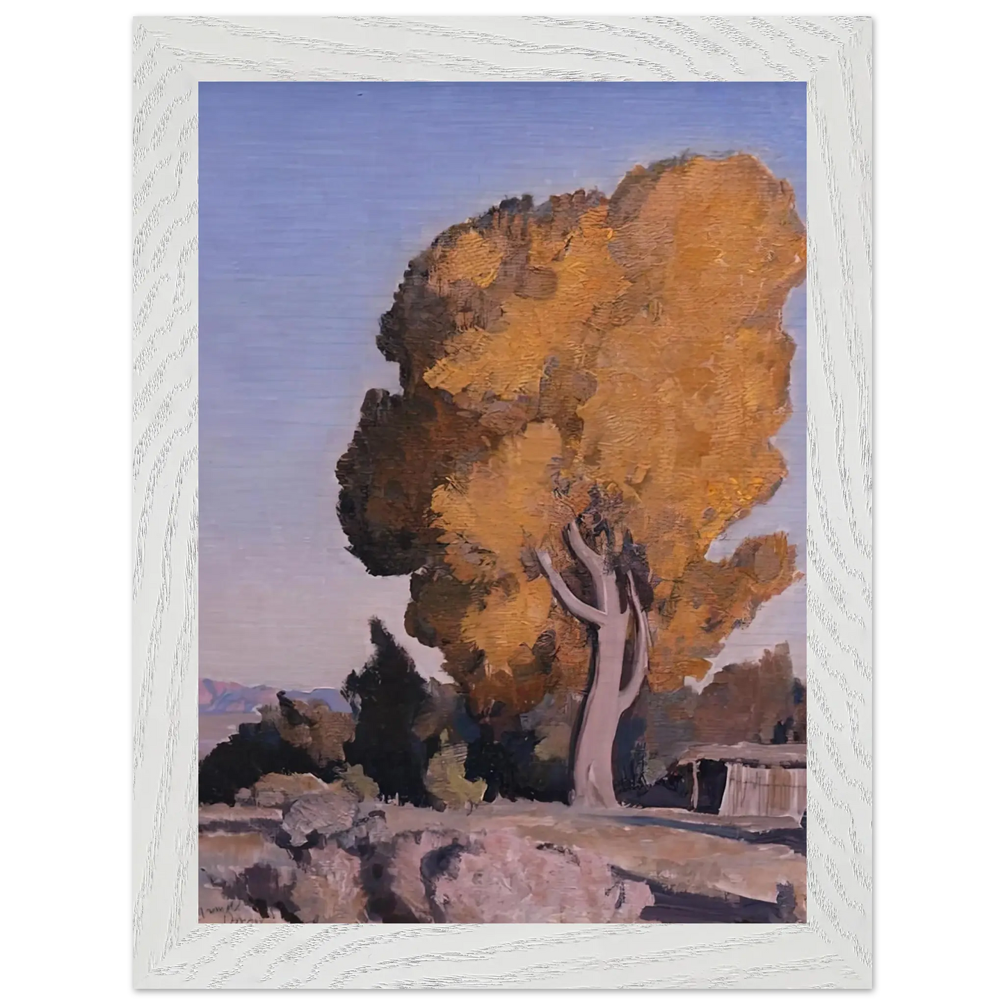 Maynard Dixon - LOW COUNTRY COTTONWOOD 1940 Wall art - 40x50 cm / 16x20 Inches - Premium Wooden Framed Poster With Fine Art Paper - White frame