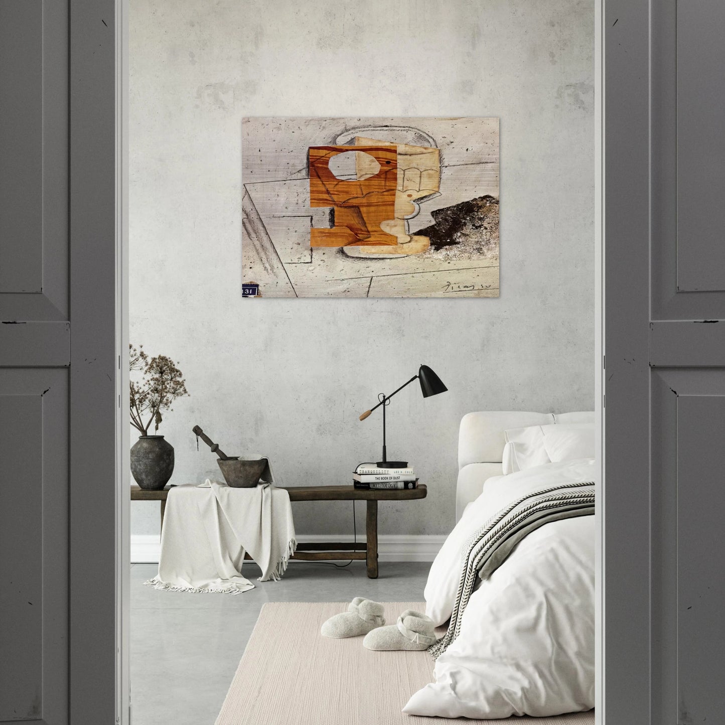 Glass on a Table - 1914 - Pablo Picasso Brushed Aluminum Print - 70x100 cm / 28x40 inches | Pablo Picasso Aluminum Print | Pablo Picasso Prints