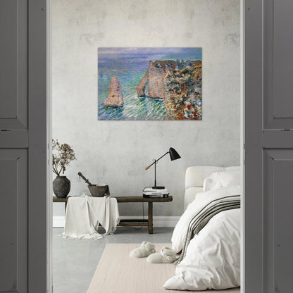The Rock Needle and the Porte d'Aval - claude monet Brushed Aluminum Print - 70x100 cm / 28x40 inches | claude monet Aluminum Print | claude monet Prints