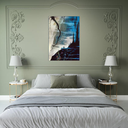 Sea Cliffs and Redwoods - Eyvind Earle Brushed Aluminum Print - 70x100 cm / 28x40 inches | Eyvind Earle Aluminum Print | Eyvind Earle Prints
