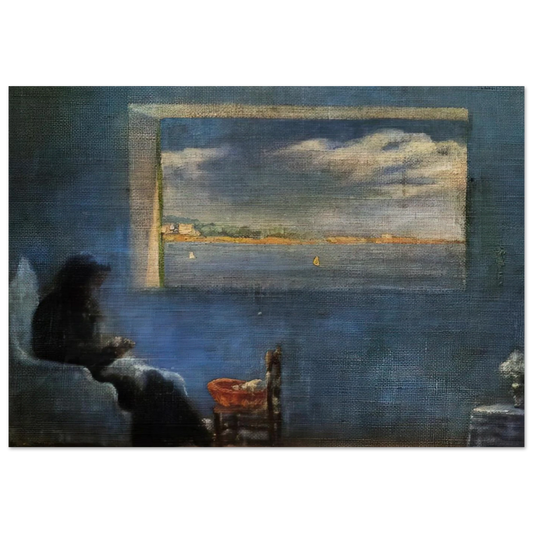 PORTRAIT OF GRANDMOTHER ANA SEWING - Salvador Dali Brushed Aluminum Print - 70x100 cm / 28x40 inches | Salvador Dali Aluminum Print | Salvador Dali Prints