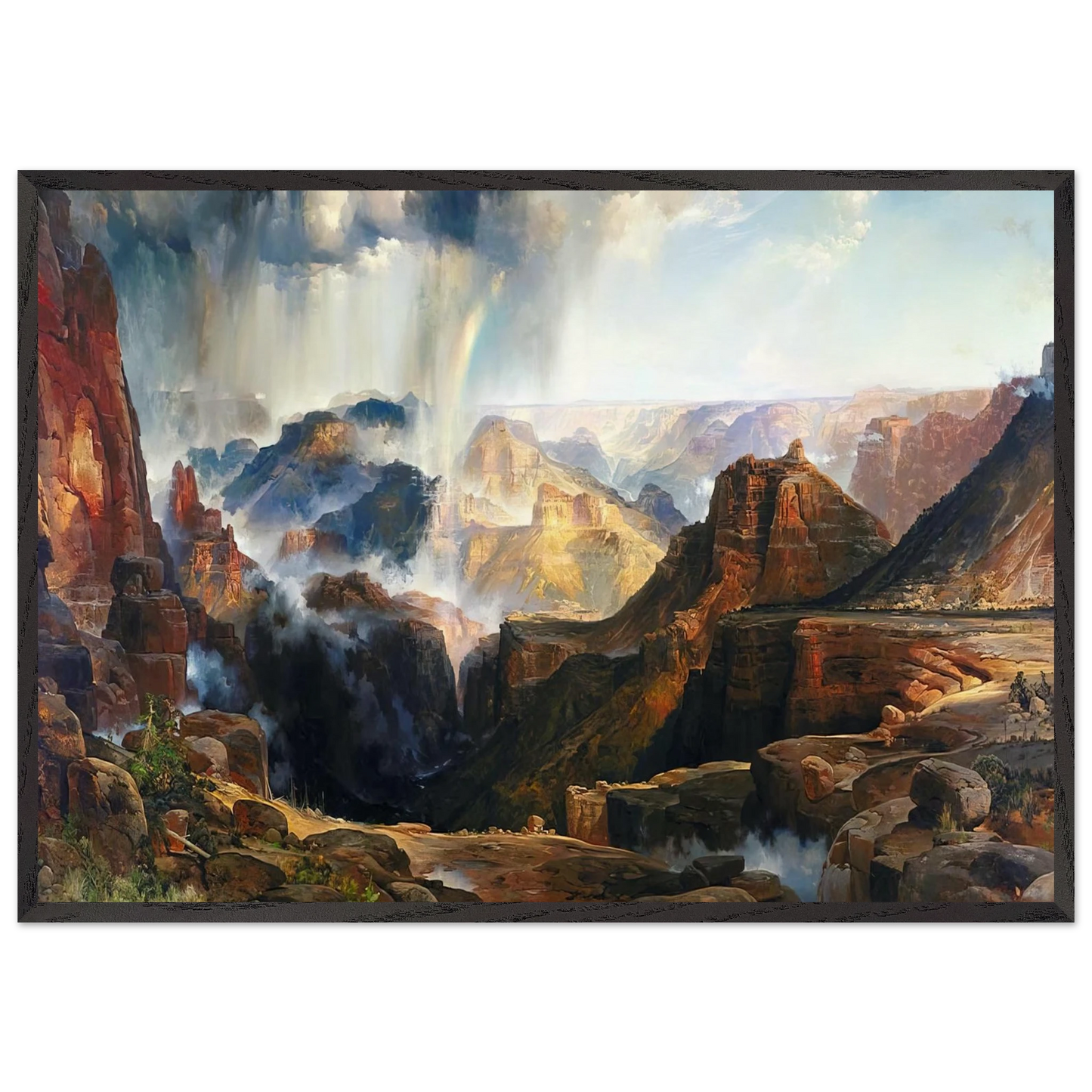 The Chasm of the Colorado - Thomas Moran 70x100 cm / 28x40 inches Framed Art Print – Black Wooden Frame