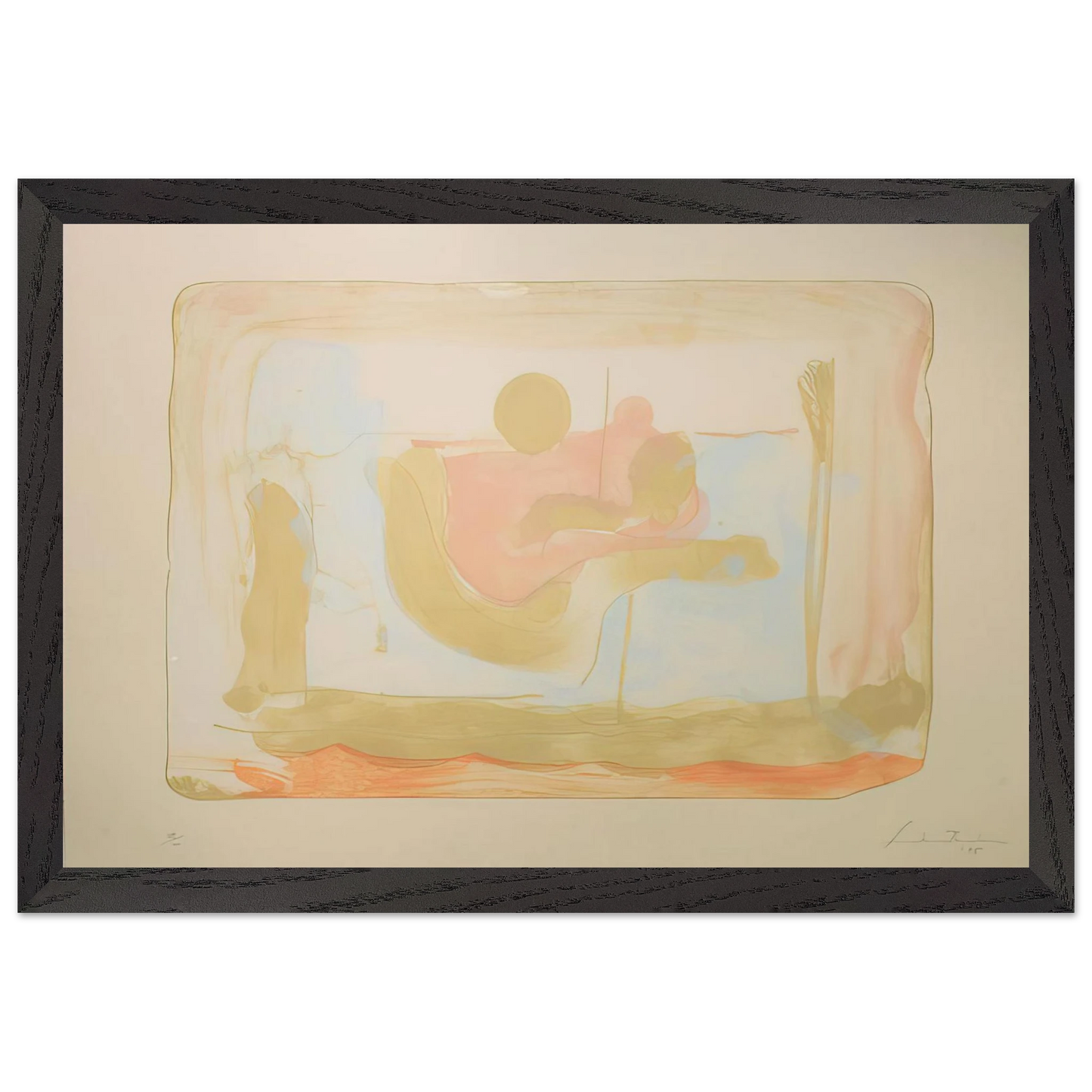Helen Frankenthaler - Reflections I - 1995 Wall art - 60x80 cm / 24x32 inches - Premium Wooden Framed Poster With Fine Art Paper-canvas - Black frame