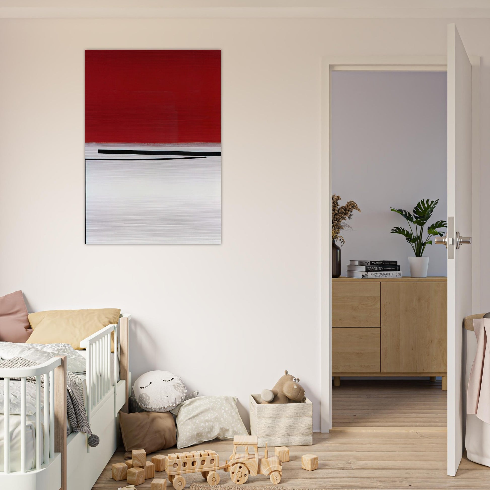 SQUARE MOTIF IN WHITE AND INDIAN RED 1960 - Victor Pasmore Brushed Aluminum Print - 70x100 cm / 28x40 inches | Victor Pasmore Aluminum Print | Victor Pasmore Prints