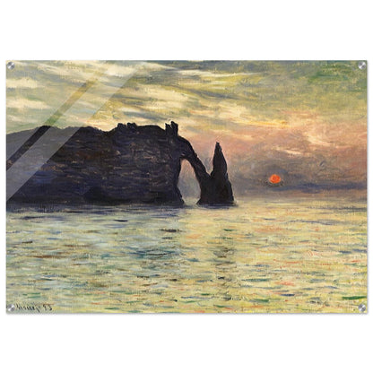 The Manneport, Cliff at Etretat, Sunset - claude monet Acrylic Print - 70x100 cm / 28x40″ inches