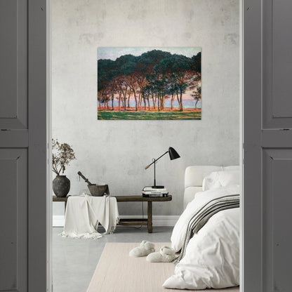 Under the Pine Trees at the End of the Day - claude monet Brushed Aluminum Print - 70x100 cm / 28x40 inches | claude monet Aluminum Print | claude monet Prints