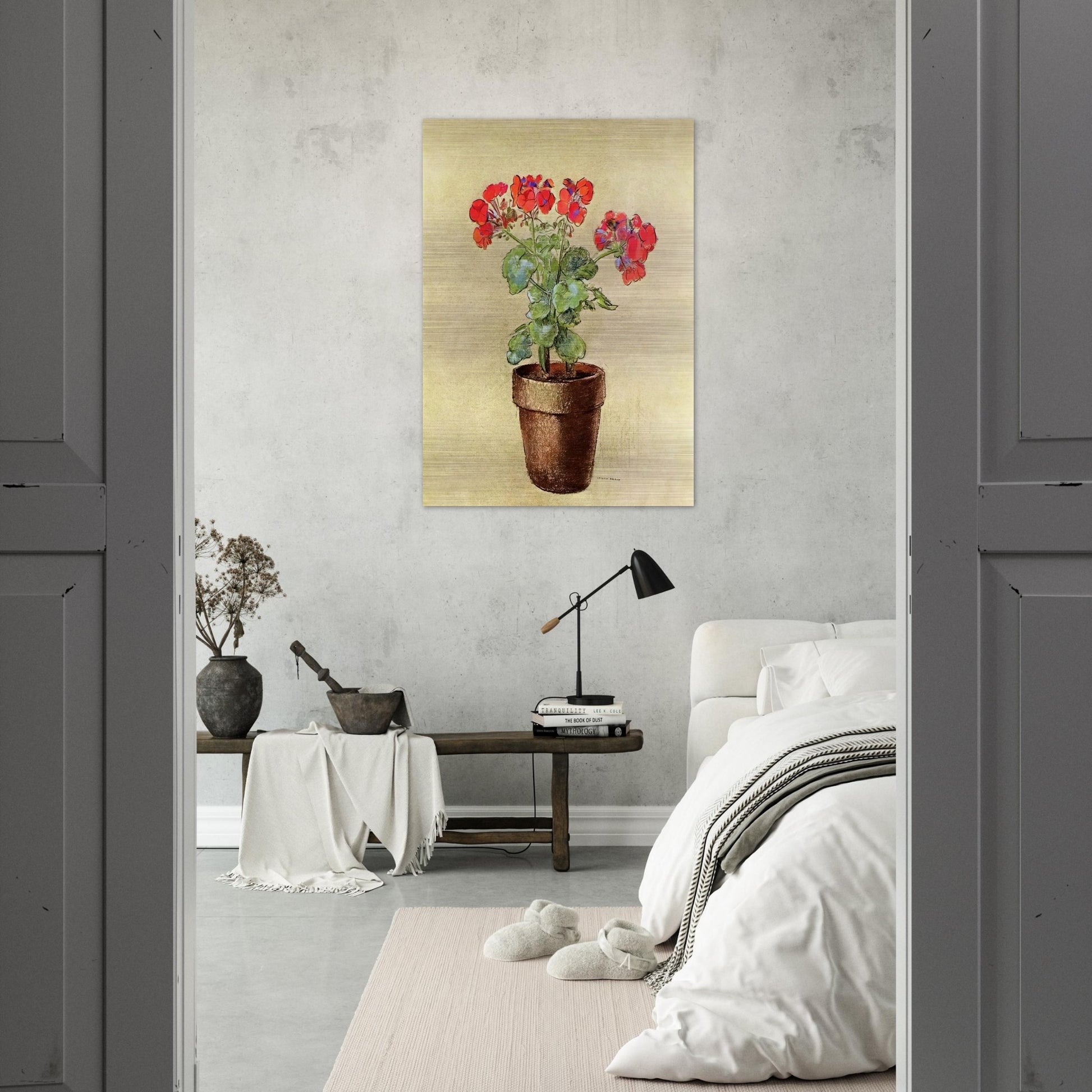 GERANIUMS 1902 - Odilon Redon Brushed Aluminum Print - 70x100 cm / 28x40 inches | Odilon Redon Aluminum Print | Odilon Redon Prints
