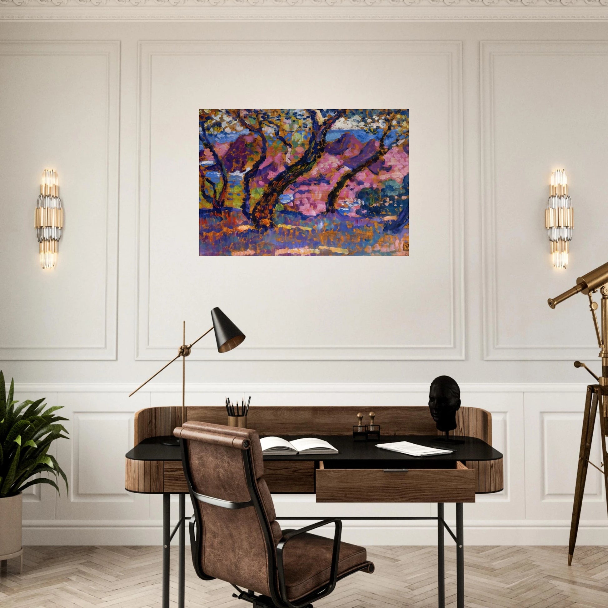 IN THE SHADE OF THE PINES STUDY 1905 - Theo van Rysselberghe Brushed Aluminum Print - 70x100 cm / 28x40 inches | Theo van Rysselberghe Aluminum Print | Theo van Rysselberghe Prints