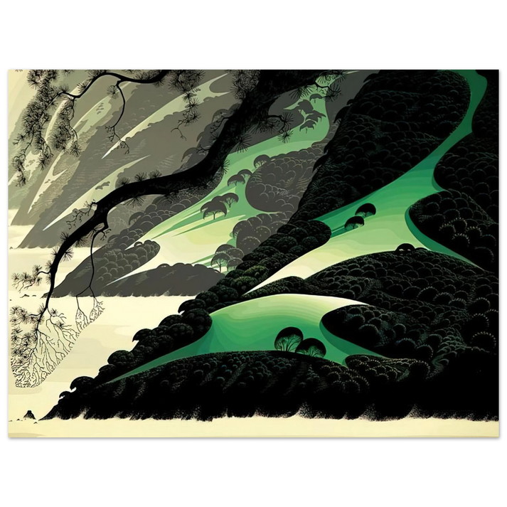 Eyvind Earle - Green Big Sur  75x100 cm / 30x40inches Fine Art Poster