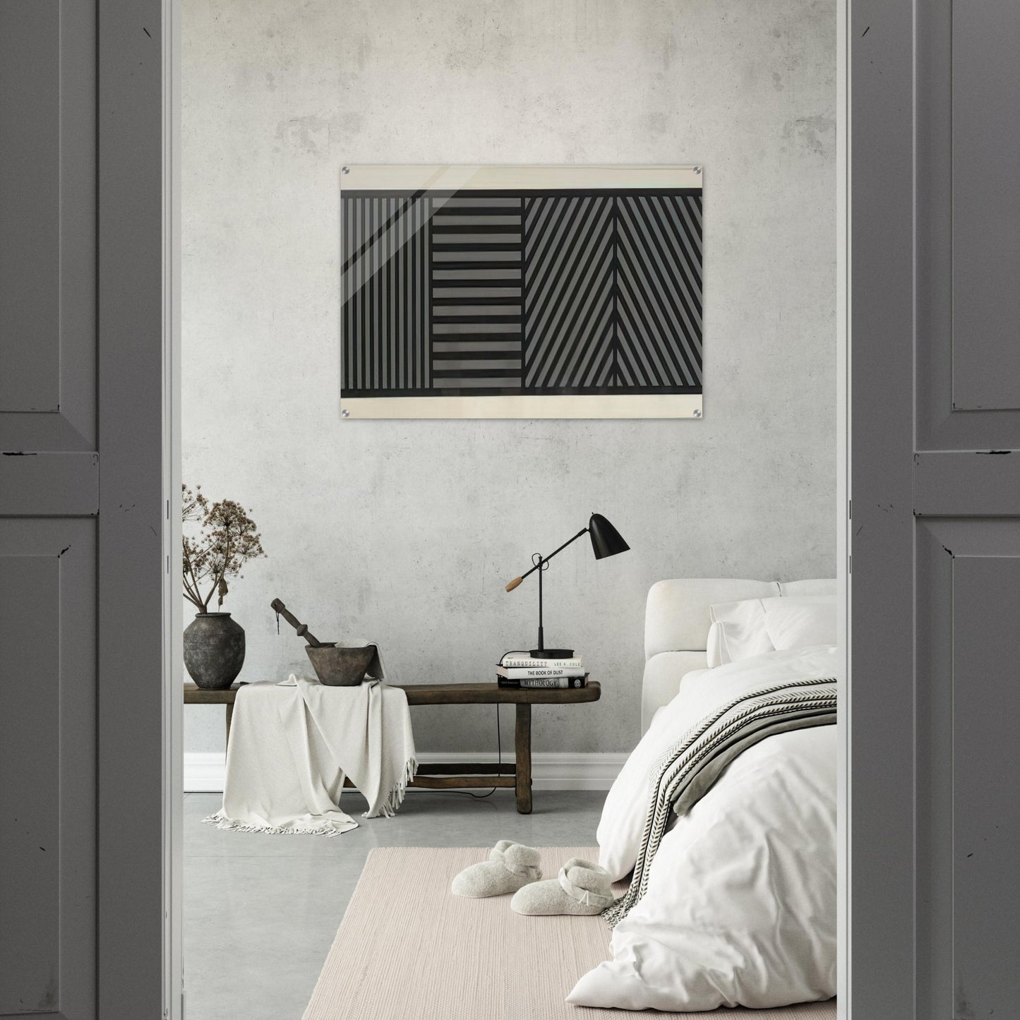 Bands of Lines One Inch Wide in Four Directions in Black and Gray - Sol LeWitt Acrylic Print - 70x100 cm / 28x40″ inches