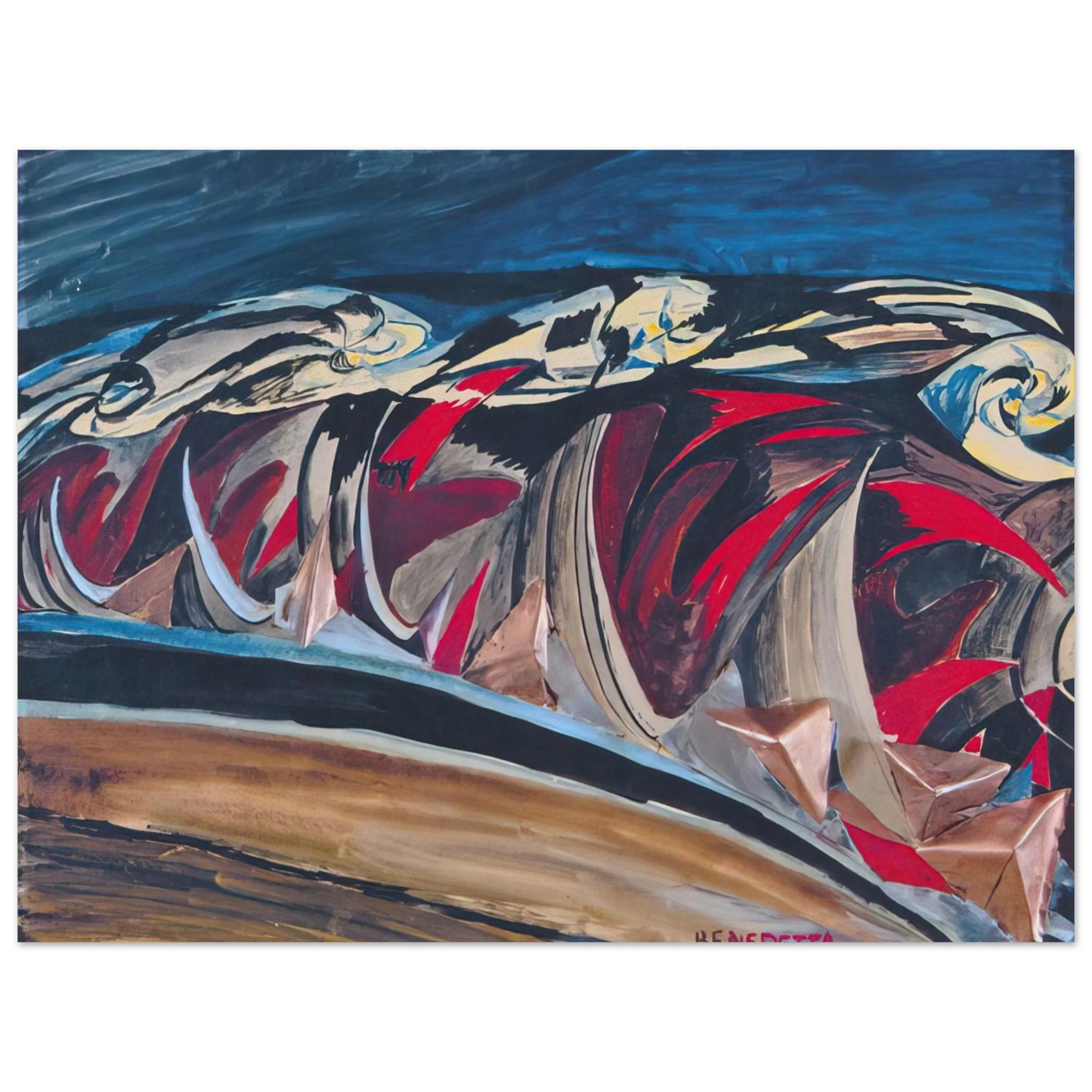 Benedetta Cappa - Lights  Sounds of a Night Train - 1924  75x100 cm / 30x40inches Fine Art Poster