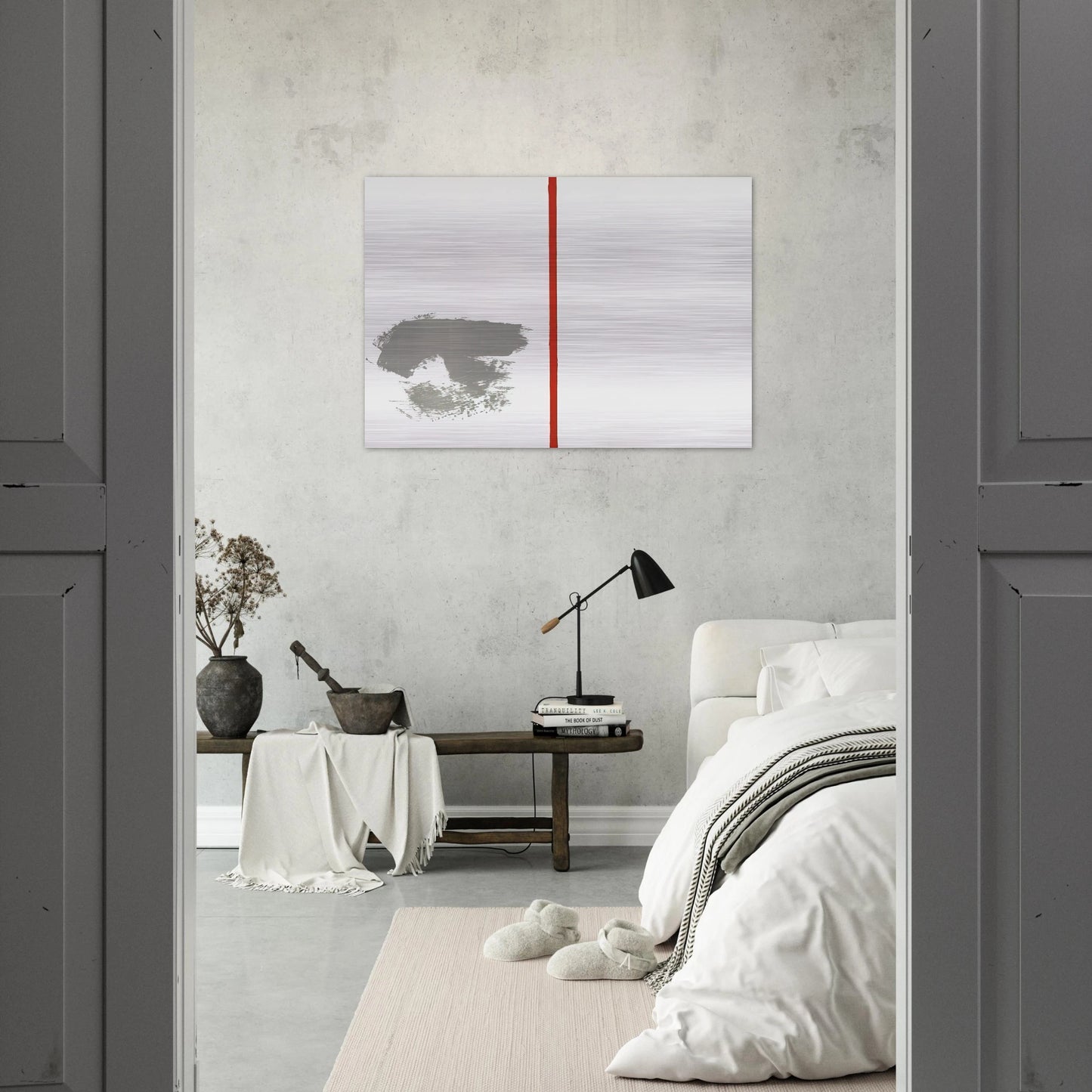 Ohne Titel mit rotem Strich - 1970 - Blinky Palermo Brushed Aluminum Print - 70x100 cm / 28x40 inches | Blinky Palermo Aluminum Print | Blinky Palermo Prints