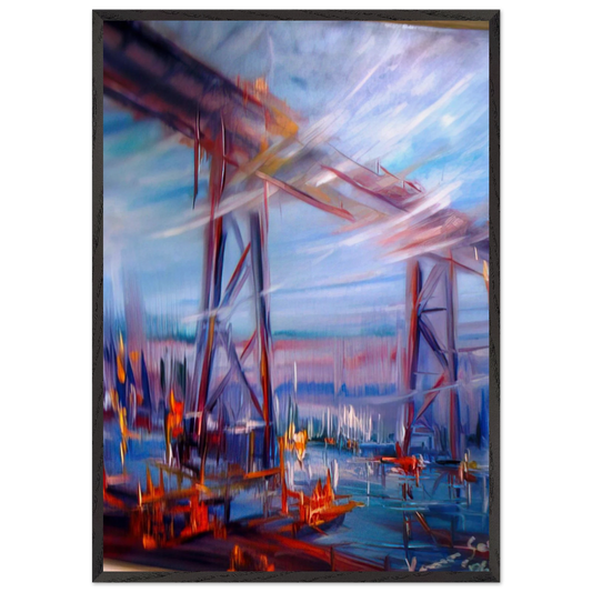 Bridge over Utopia - Konrad Zuse 70x100 cm / 28x40 inches Framed Art Print – Black Wooden Frame