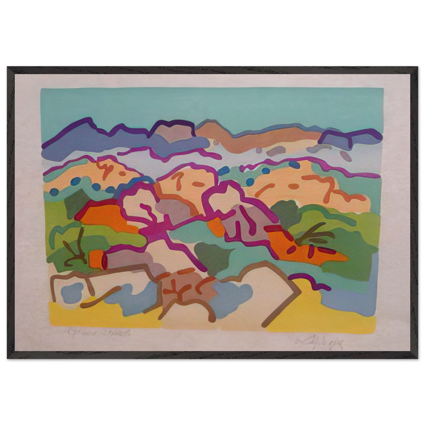 Campagne grecque - 1964 - Charles Lapicque 70x100 cm / 28x40 inches Framed Art Print – Black Wooden Frame