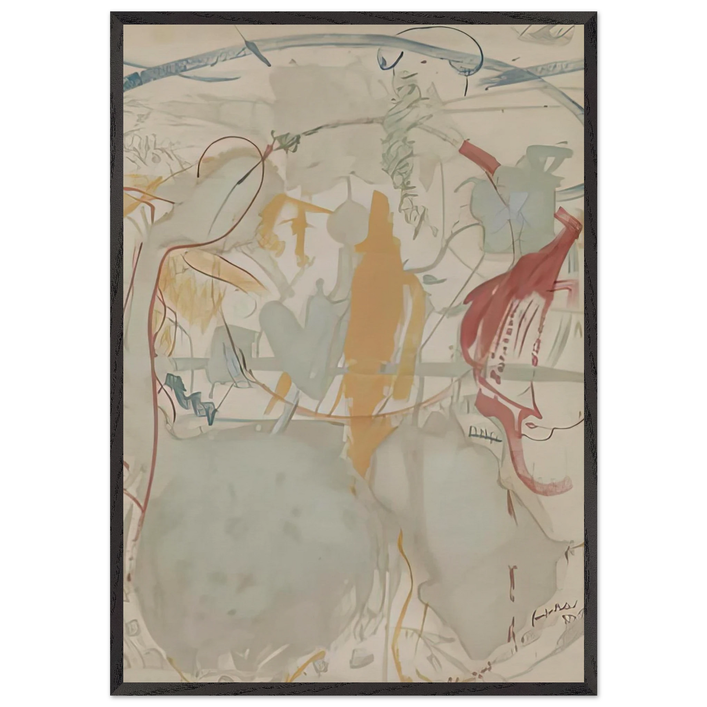 Seven Types of Ambiguity 1957- - Helen Frankenthaler 70x100 cm / 28x40 inches Framed Art Print – Black Wooden Frame