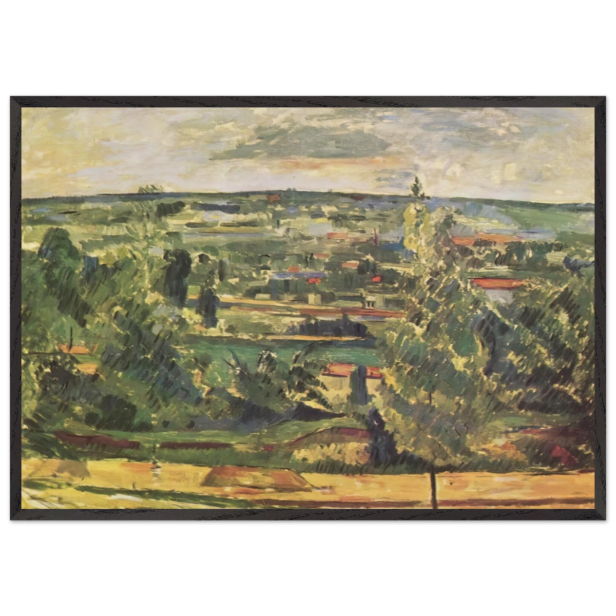 Landscape of the Jas de Bouffan - Paul Cezanne 70x100 cm / 28x40 inches Framed Art Print – Black Wooden Frame