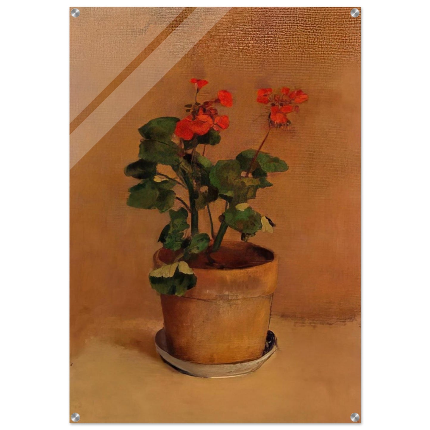 A POT OF GERANIUMS - Odilon Redon Acrylic Print - 70x100 cm / 28x40″ inches | Odilon Redon Wall Art | Odilon Redon Prints