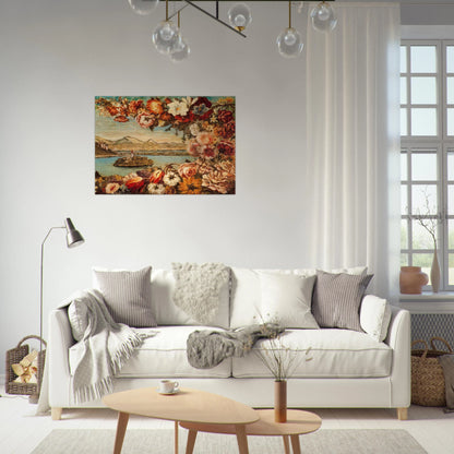 ISLAND AND FLOWER GARLAND - Giorgio de Chirico Brushed Aluminum Print - 70x100 cm / 28x40 inches | Giorgio de Chirico Aluminum Print | Giorgio de Chirico Prints