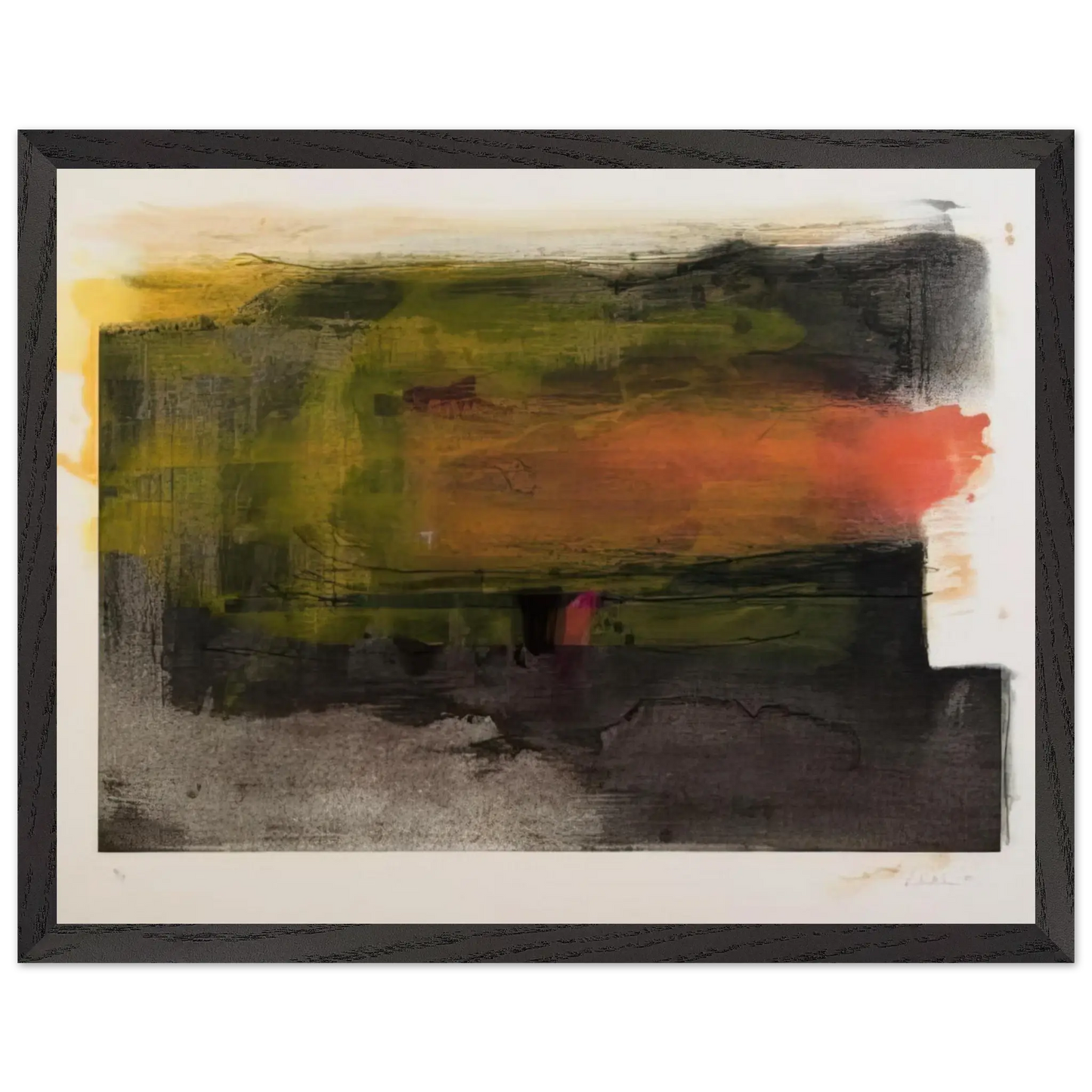 Helen Frankenthaler - Deep Sun - 1983 Wall art - 40x50 cm / 16x20 Inches - Premium Wooden Framed Poster With Fine Art Paper - Black frame