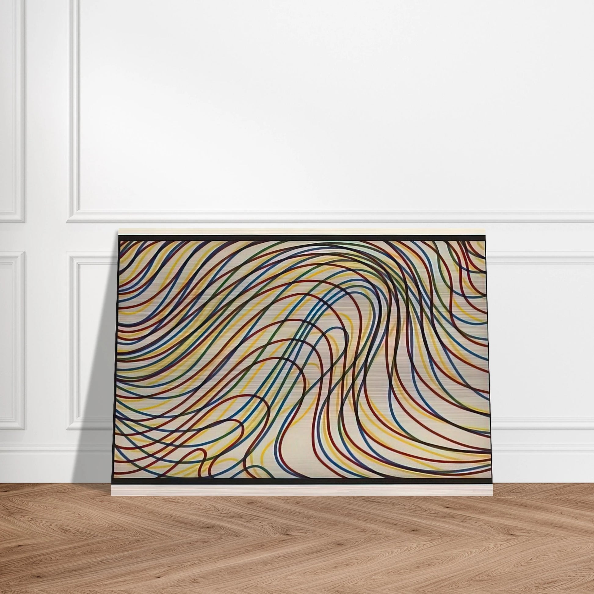 Wavy Lines with Black Border - Sol LeWitt Brushed Aluminum Print - 70x100 cm / 28x40 inches | Sol LeWitt Aluminum Print | Sol LeWitt Prints
