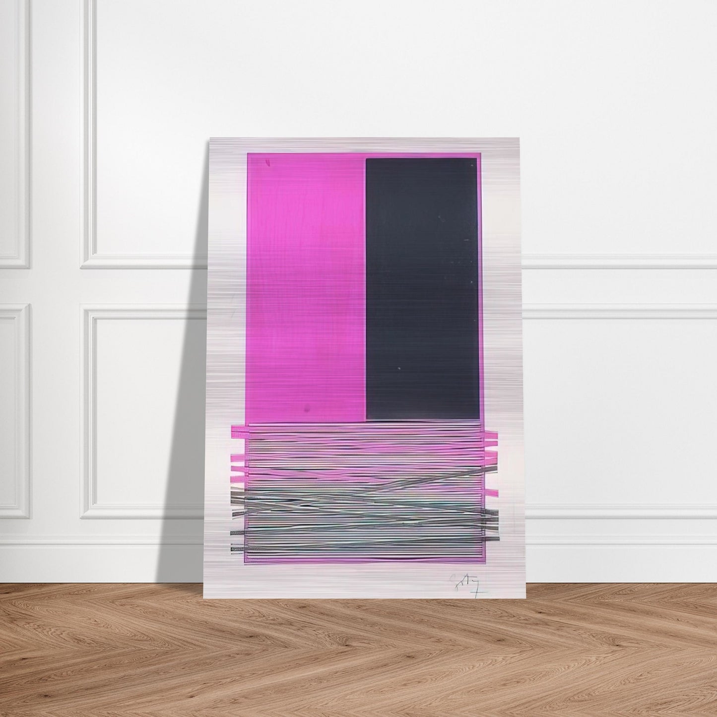 ABSTRACT COMPOSITION WITH SILVER AND MAGENTA 1970 - Jesus Rafael Soto Brushed Aluminum Print - 70x100 cm / 28x40 inches | Jesus Rafael Soto Aluminum Print | Jesus Rafael Soto Prints