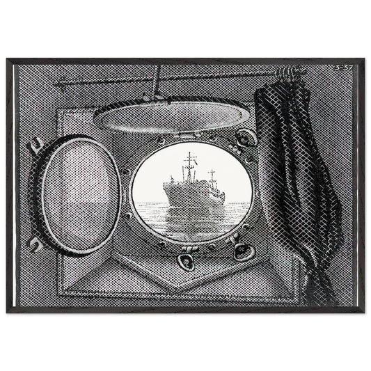 PORTHOLE - MC Escher 70x100 cm / 28x40 inches Framed Art Print – Black Wooden Frame | Maurits Cornelis Escher Prints