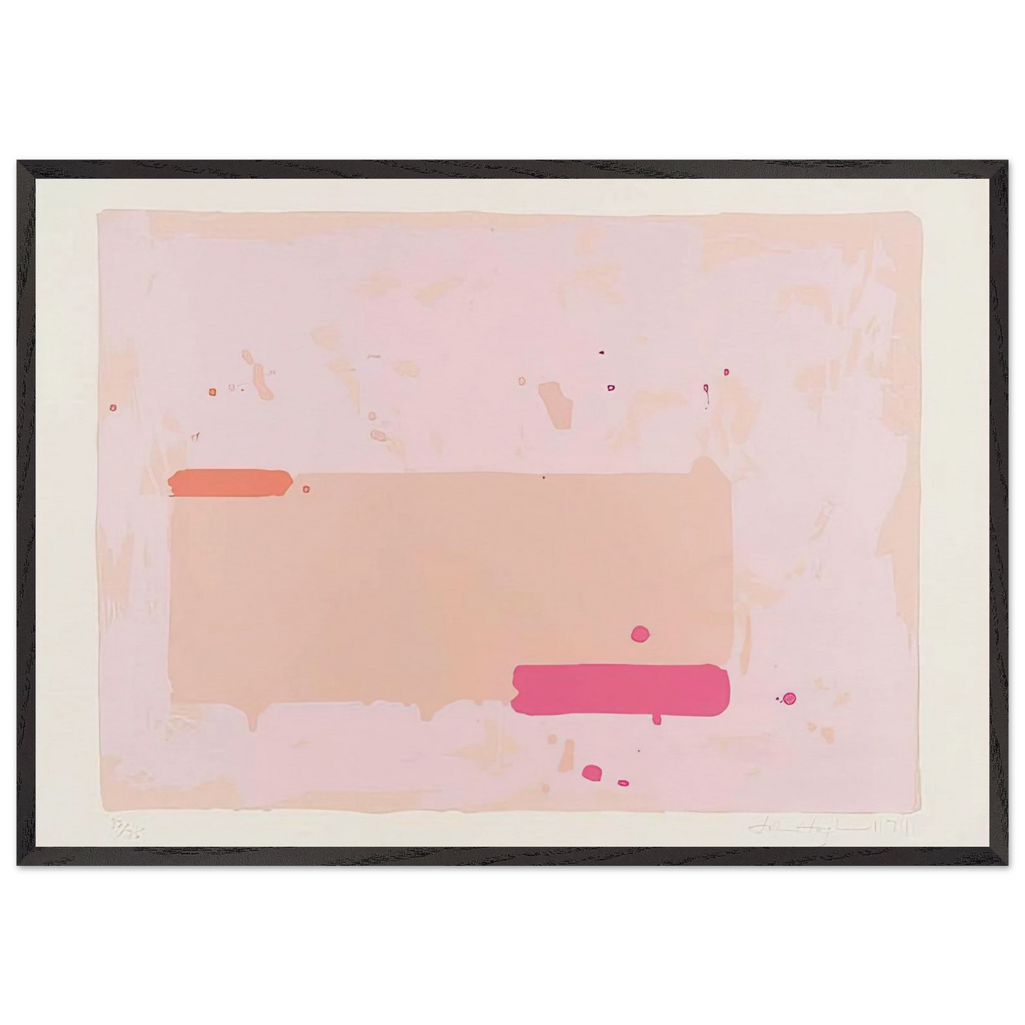 Orange Pink - 1971 - John Hoyland 70x100 cm / 28x40 inches Framed Art Print – Black Wooden Frame