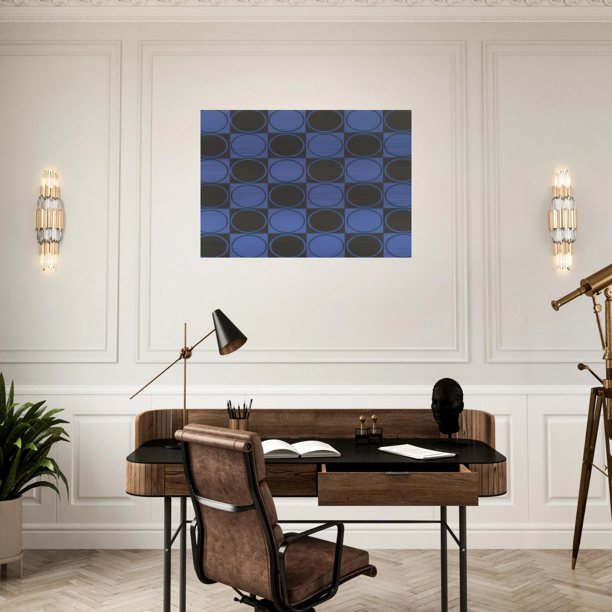 Carre bleu et noir - 1980 - Antonio Asis Brushed Aluminum Print - 70x100 cm / 28x40 inches | Antonio Asis Aluminum Print | Antonio Asis Prints