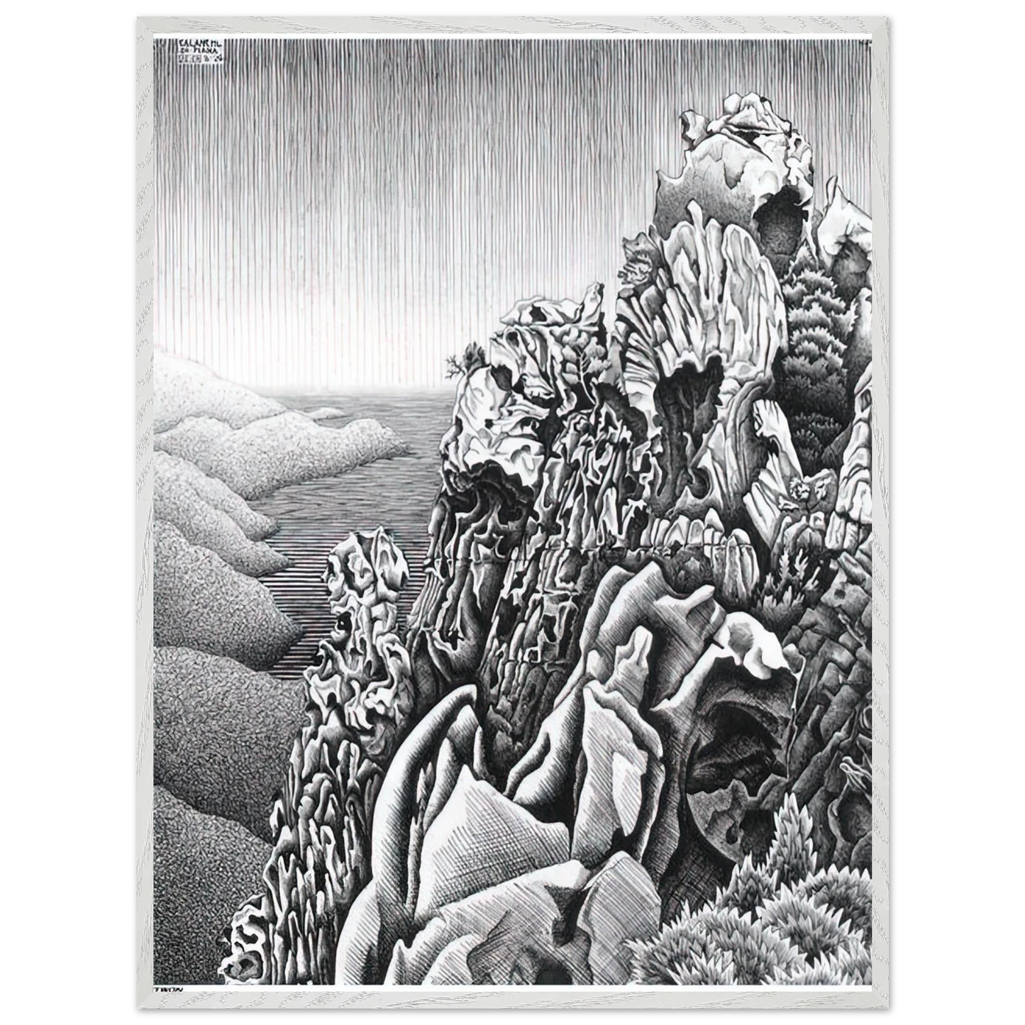 MC Escher - CALANQUES DE PIANA Wall Art - 30x40 cm / 12x16 inches - Fine Art Poster-canvas - -