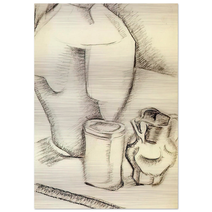 STILL LIFE WITH GOBLET - Juan Gris Brushed Aluminum Print - 70x100 cm / 28x40 inches | Juan Gris Aluminum Print | Juan Gris Prints