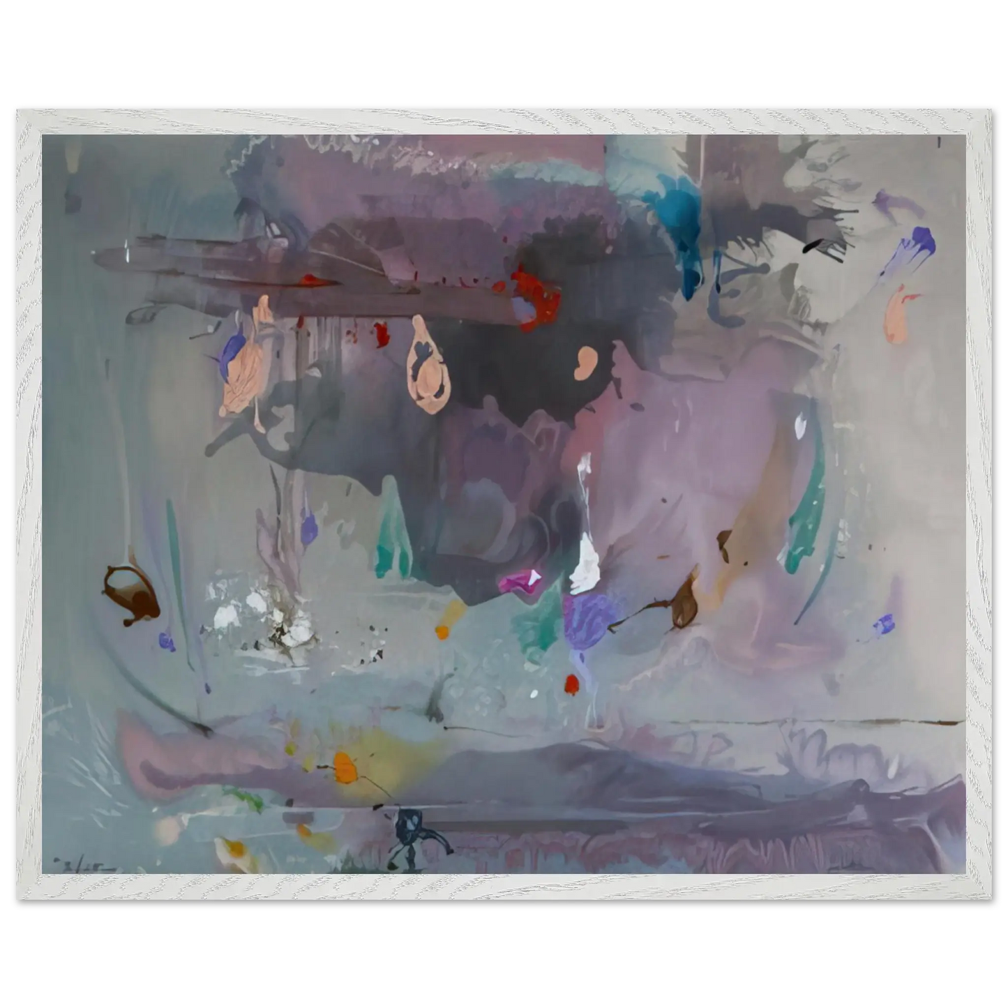 Helen Frankenthaler - Grey Fireworks - 2000 Wall art - 45x60 cm / 18x24 Inches - Premium Wooden Framed Poster With Fine Art Paper - Black frame