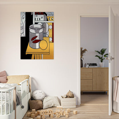 STILL LIFE WITH GOLDFISH 1974 - Roy Lichtenstein Brushed Aluminum Print - 70x100 cm / 28x40 inches | Roy Lichtenstein Aluminum Print | Roy Lichtenstein Prints