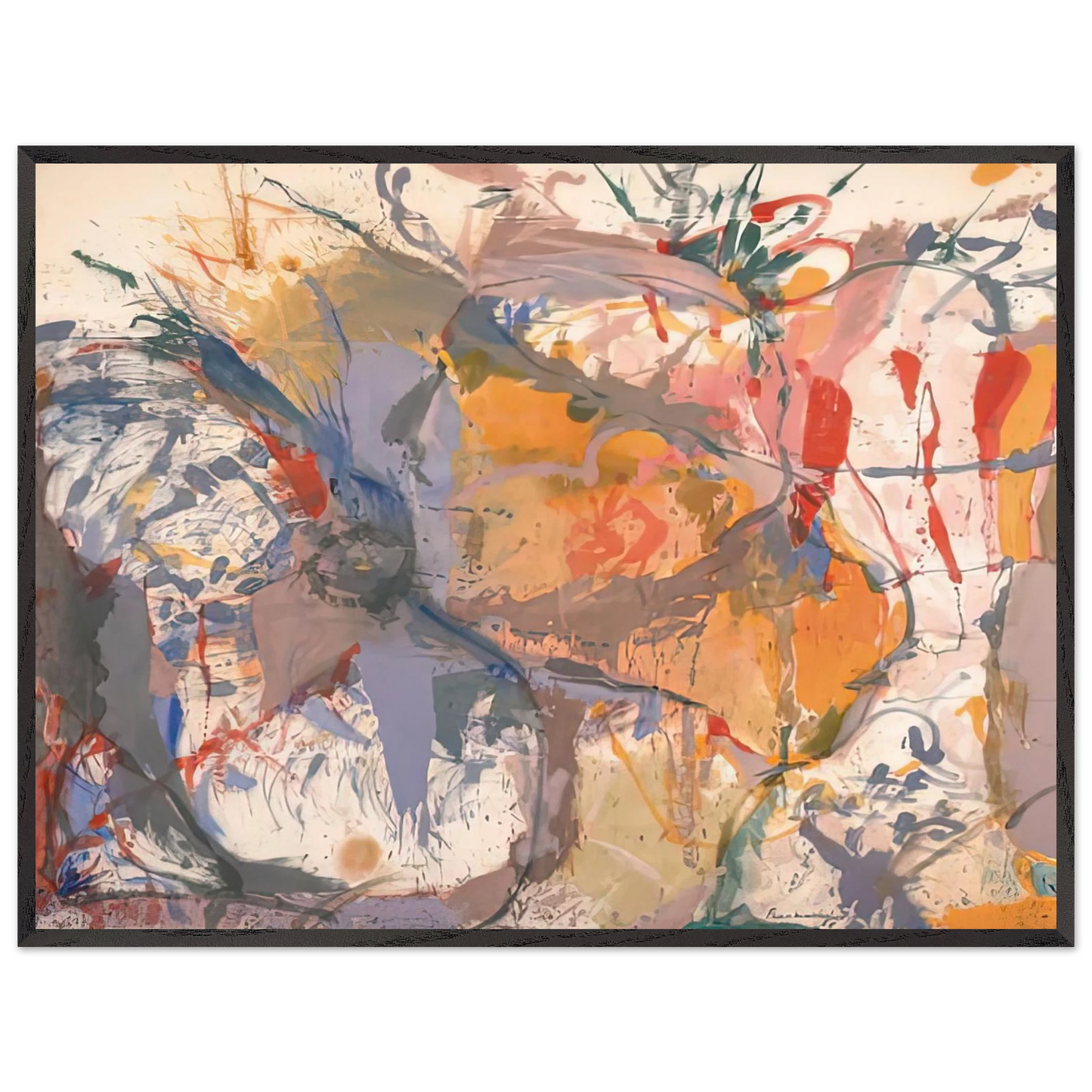 Helen Frankenthaler - Before the Caves, 1958- Wall Art - 60x80 cm / 24x32 inches - Premium Wooden Framed Poster With Fine Art Paper-canvas - Black frame