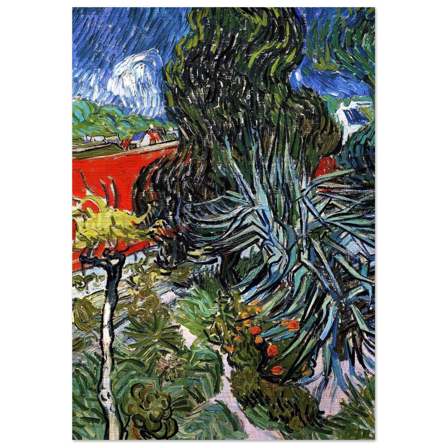The Garden of Doctor Gachet at Auvers-sur-Oise - Vincent van Gogh Brushed Aluminum Print - 70x100 cm / 28x40 inches | Vincent van Gogh Aluminum Print | Vincent van Gogh Prints