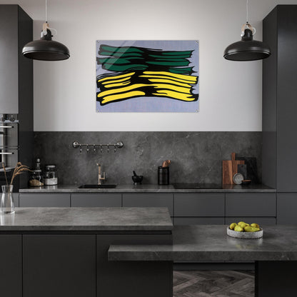 YELLOW AND GREEN BRUSHSTROKES 1966 0 - Roy Lichtenstein Acrylic Print - 70x100 cm / 28x40″ inches