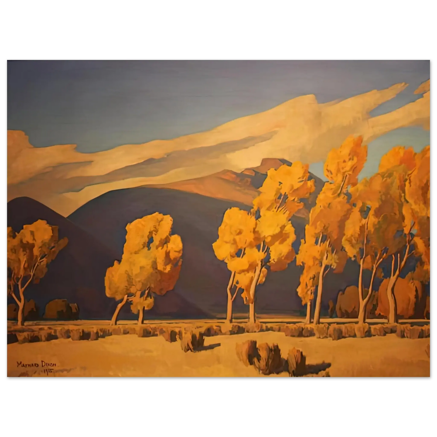Maynard Dixon - NOVEMBER IN NEVADA 1935 Wall art - 30x45 cm / 12x18 Inches - Premium Wooden Framed Poster With Fine Art Paper - Black frame