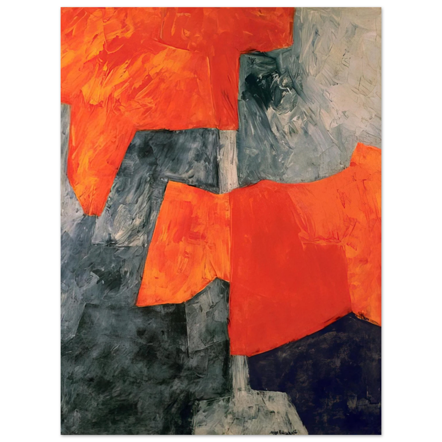 Serge Poliakoff - Composition grise et rouge - 1964  75x100 cm / 30x40inches Fine Art Poster