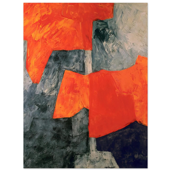 Serge Poliakoff - Composition grise et rouge - 1964  75x100 cm / 30x40inches Fine Art Poster