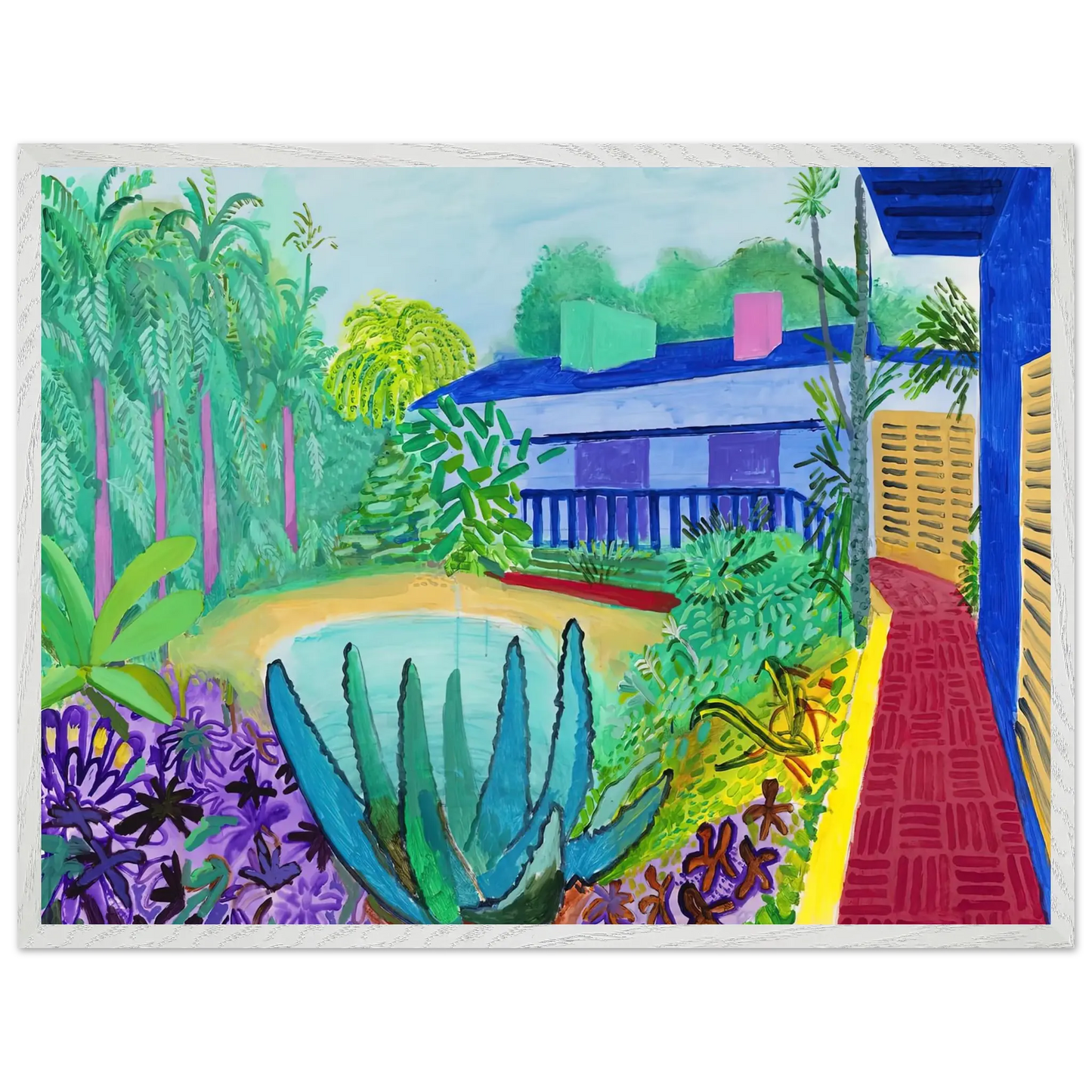 David Hockney - David Hockney Wall art - 45x60 cm / 18x24 Inches - Premium Wooden Framed Poster With Fine Art Paper - White frame
