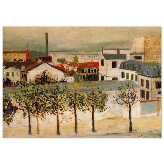 PARIS SUBURBS - Maurice Utrillo Brushed Aluminum Print - 70x100 cm / 28x40 inches | Maurice Utrillo Aluminum Print | Maurice Utrillo Prints