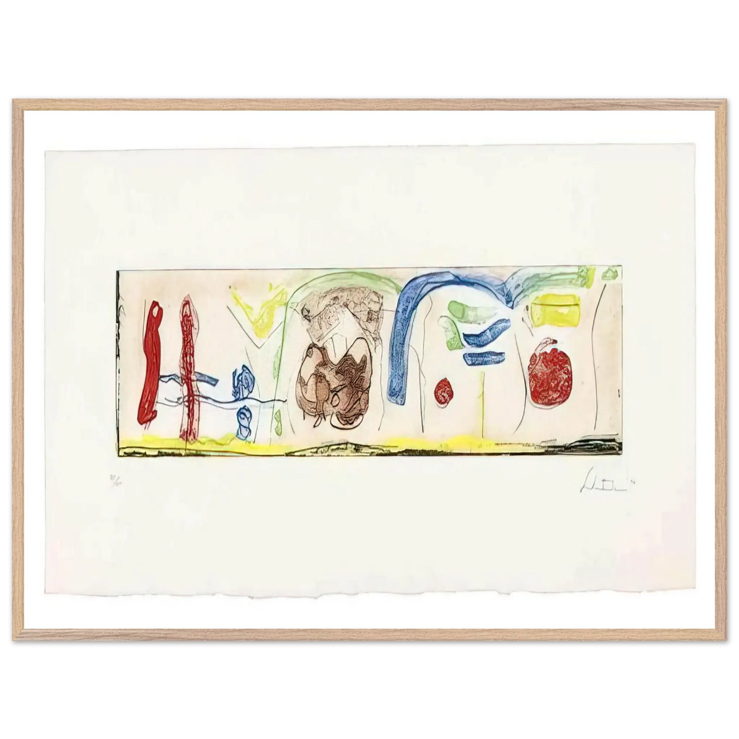 Helen Frankenthaler - Bridges - 1996 Wall art - 20x25 cm / 8x10 Inches - Premium Wooden Framed Poster With Fine Art Paper - Wood frame
