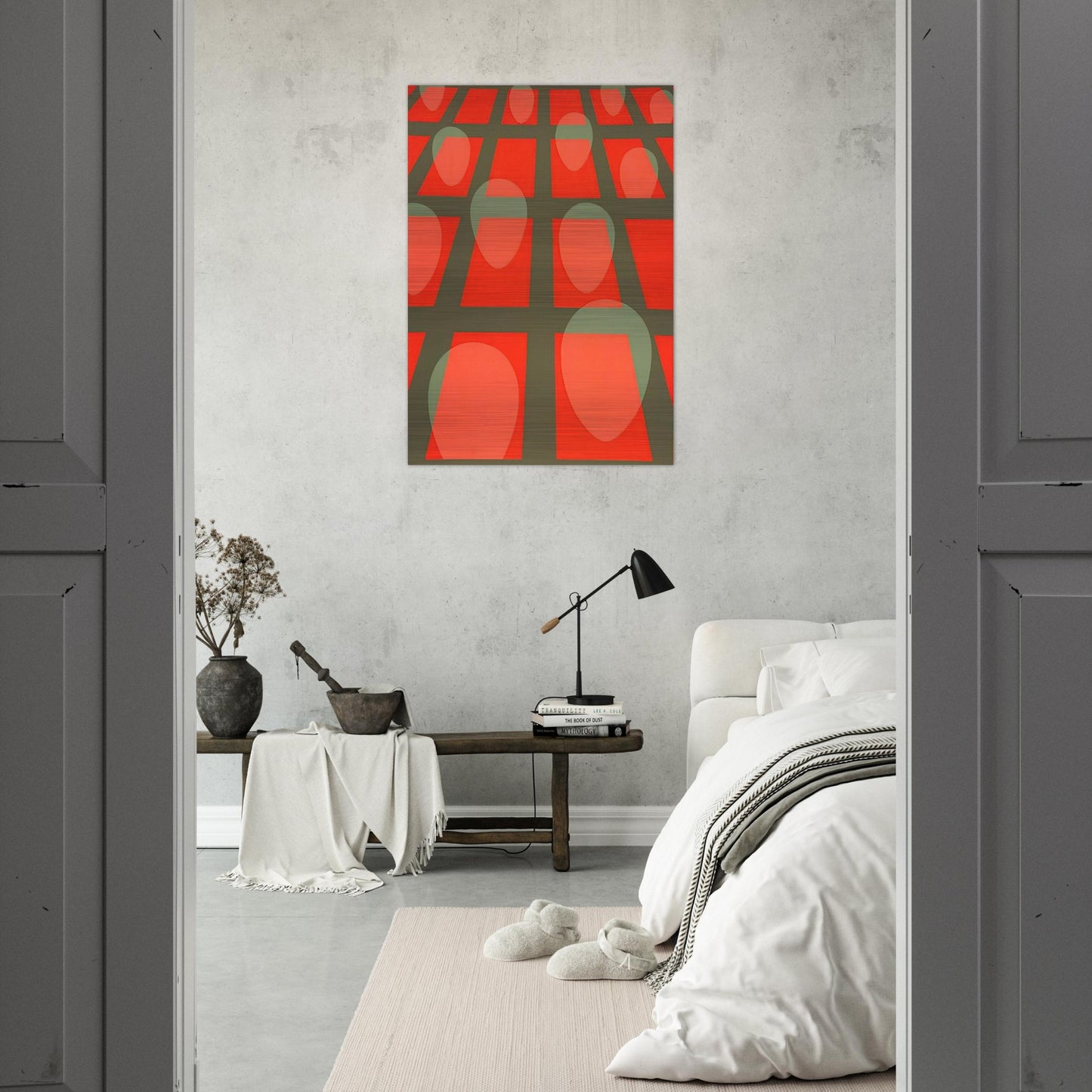 Untitled - Faces in a Grid Red - 1971 - Clarence Holbrook Carter Brushed Aluminum Print - 70x100 cm / 28x40 inches | Clarence Holbrook Carter Aluminum Print | Clarence Holbrook Carter Prints
