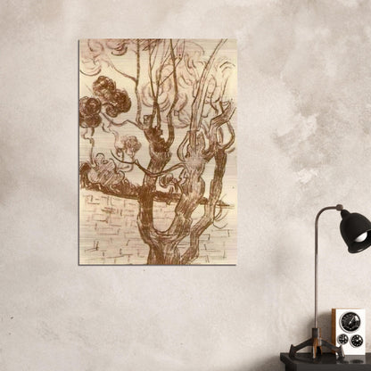 Treetop Seen against the Wall of the Asylum - Vincent van Gogh Brushed Aluminum Print - 70x100 cm / 28x40 inches | Vincent van Gogh Aluminum Print | Vincent van Gogh Prints