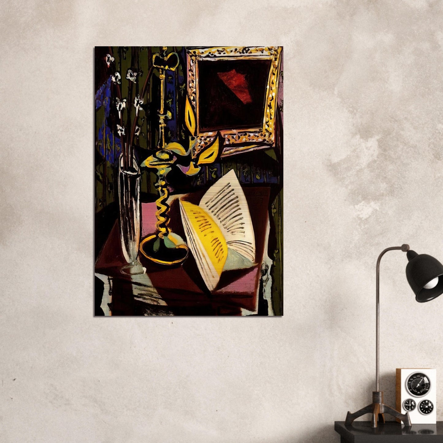 Still life with candlestick - 1937 - Pablo Picasso Brushed Aluminum Print - 70x100 cm / 28x40 inches | Pablo Picasso Aluminum Print | Pablo Picasso Prints
