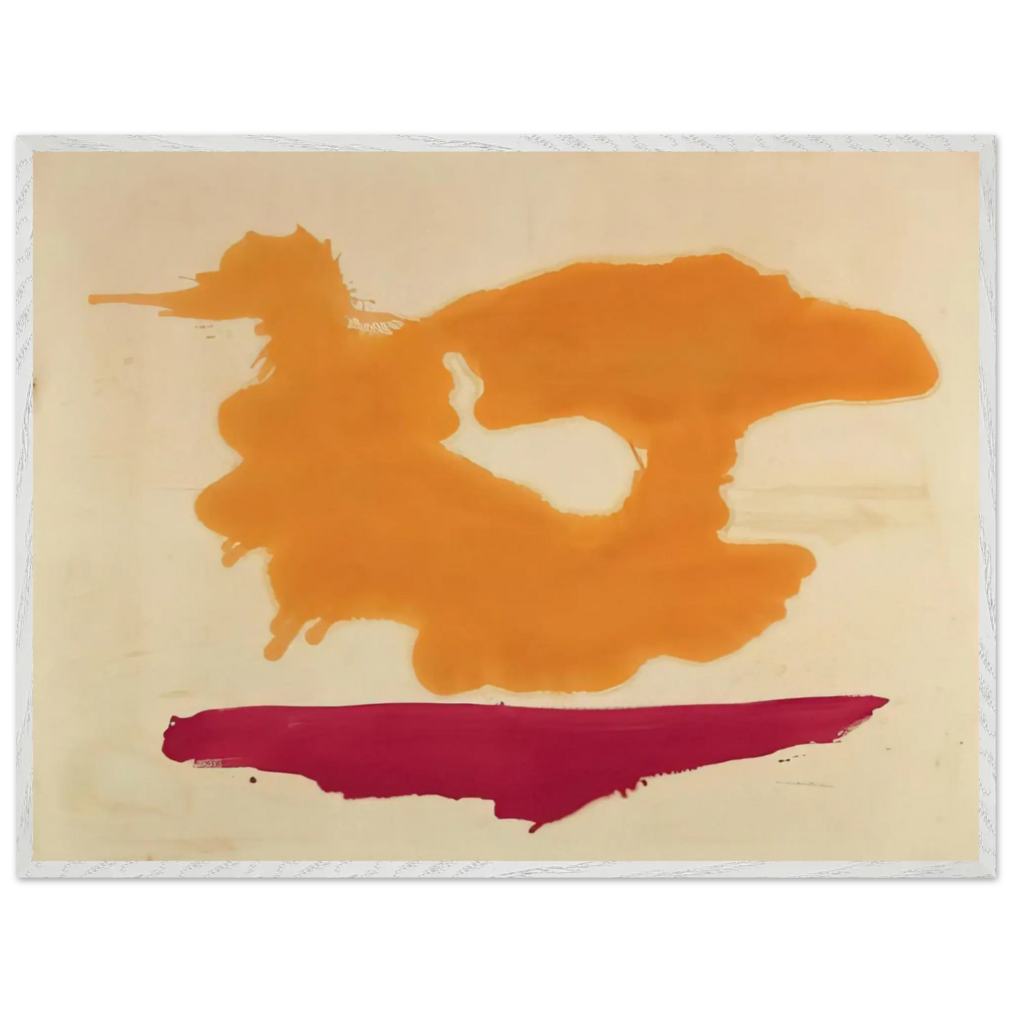 Helen Frankenthaler - Only Orange - 1963 Wall art - 28x43  cm / XL (11x17 Inches) - Premium Wooden Framed Poster With Fine Art Paper - White frame