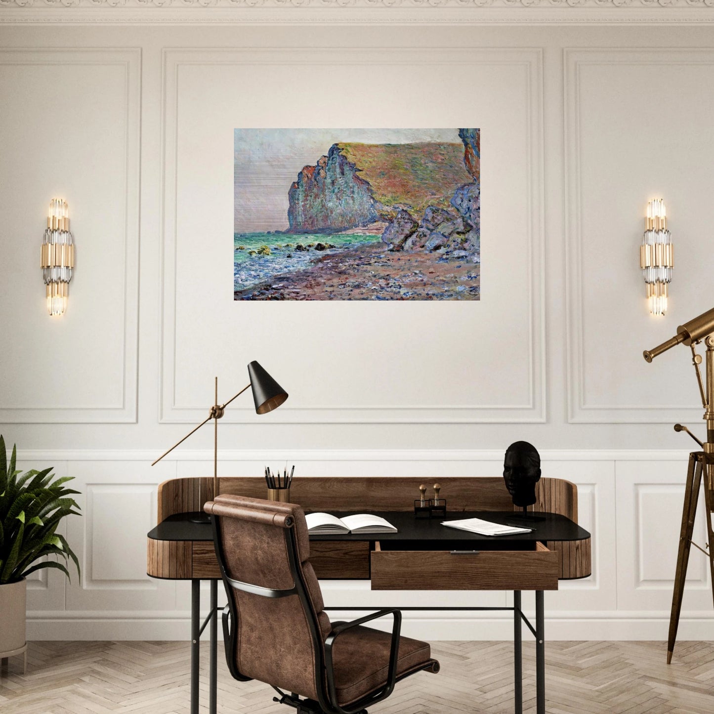 Cliffs of Les Petites-Dalles - claude monet Brushed Aluminum Print - 70x100 cm / 28x40 inches | claude monet Aluminum Print | claude monet Prints