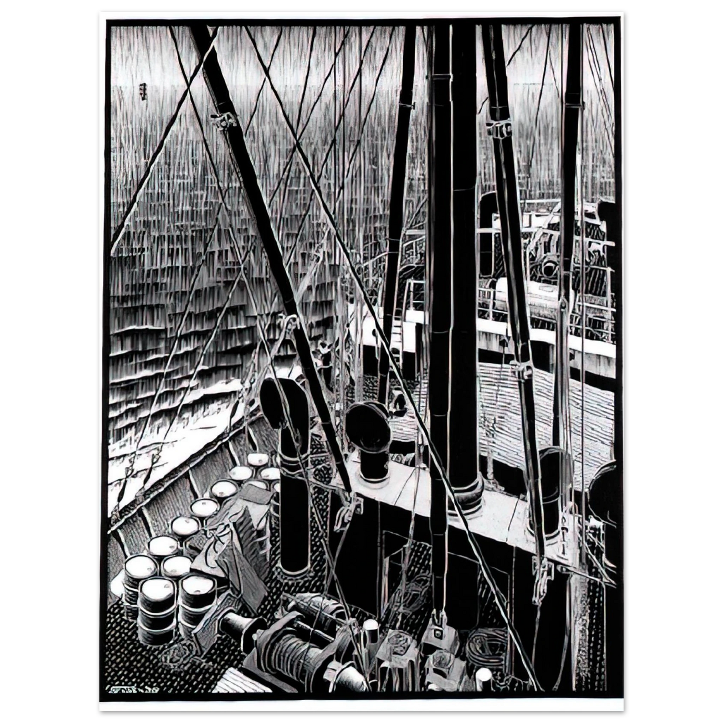 MC Escher - FREIGHTER SEPTEMBER 1936 1936 Wall Art - 21x29.7 cm / 8x12" - Fine Art Poster-canvas - -