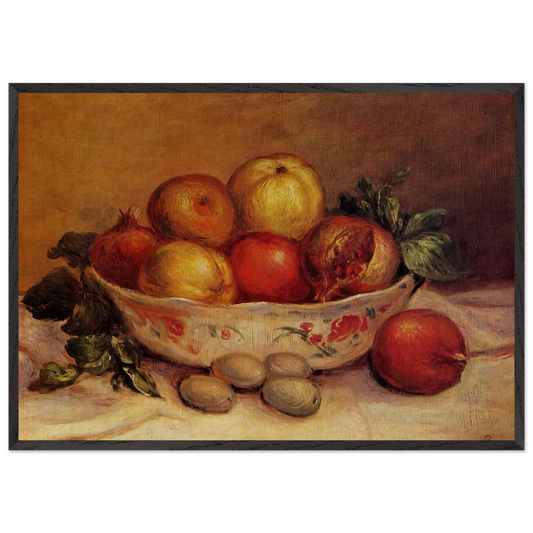 Still Life with Pomegranates - Pierre-Auguste Renoir 70x100 cm / 28x40 inches Framed Art Print – Black Wooden Frame